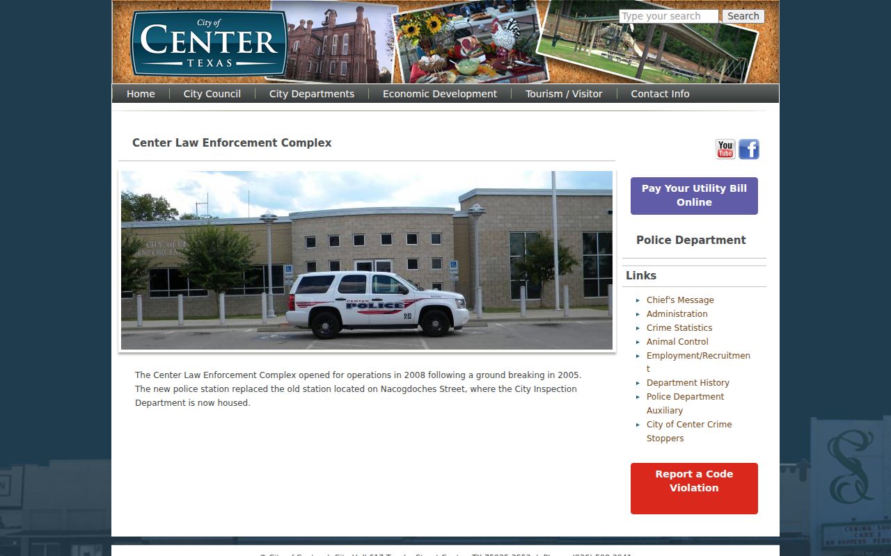 Center criminal records at the Center Law Enforcement Complex