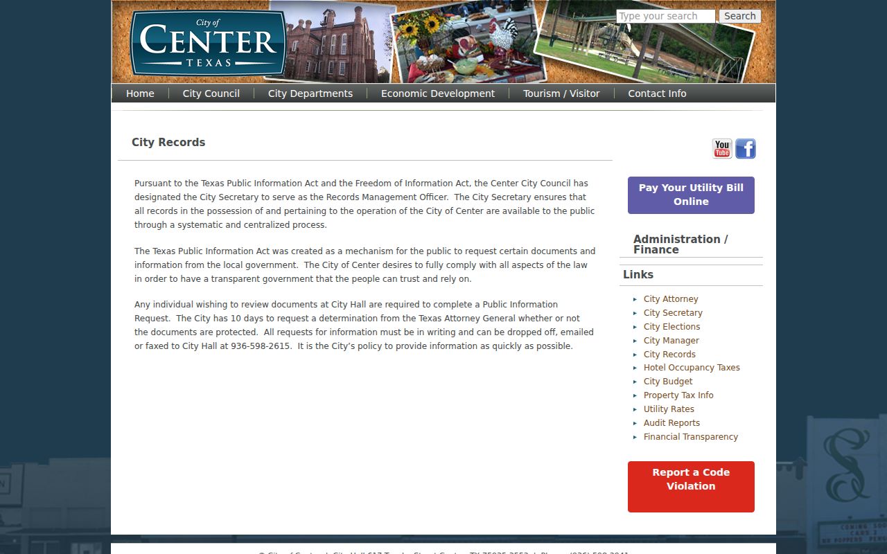 Center criminal history public information request instructions