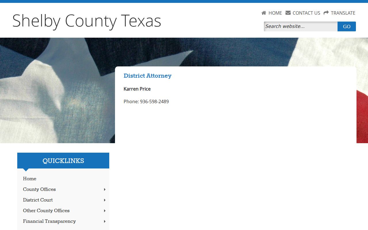 Shelby County District Attorney criminal court contact page
