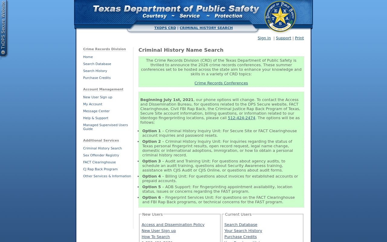 Shelby County criminal history DPS conviction name search